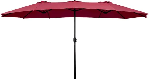 Vista 9 de Tangkula Sombrilla de patio de 15 pies de doble cara para mesa de mercado al aire libre con manivela (beige)