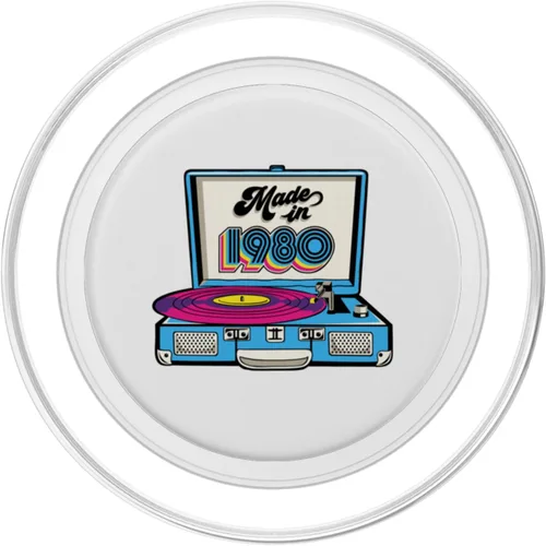 Vista 2 de Made In 1980 Turntable 80s Music Vinyl Record Player Retro PopSockets MagSafe PopGrip for iPhone