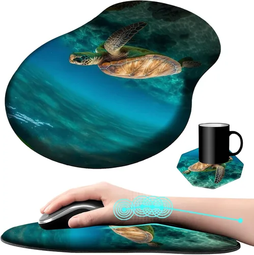 Vista 8 de Alfombrilla de mouse con soporte para muñeca, diseño de mariposa azul, ergonómica, con reposamuñecas para computadora portátil, computadora, hogar