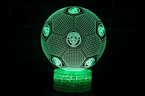 Vista 6 de 3D ilusión noche luz fútbol fútbol tres patrón 16 cambio de color lámpara de ilusión deportes lámpara de luz nocturna para niños niños