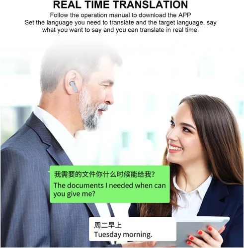 Vista 5 de Auriculares traductores, 144 idiomas traductor de voz auriculares, dispositivo de traducción en tiempo real 3 en 1, compatible con Android para iOS