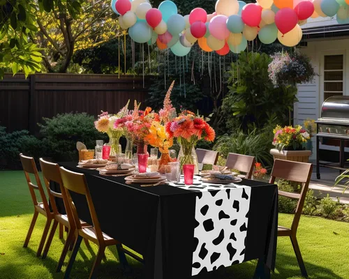Vista 5 de Paquete de 3 manteles con estampado de vaca negra, 54 x 108 pulgadas, mantel rectangular desechable para fiesta de vaquera occidental, mi primer