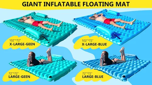 Vista 8 de Alfombra flotante inflable gigante mejorada 2025 - Flotador de piscina para adultos con hamaca para piscina, piscina, playa, lago para fiesta