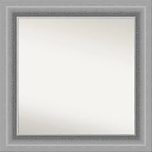 Vista 152 de Amanti Art Espejo de baño plateado para sobre fregadero, 26 x 26 pulgadas, espejo cuadrado de níquel pulido, marco de madera tradicional mediano, se