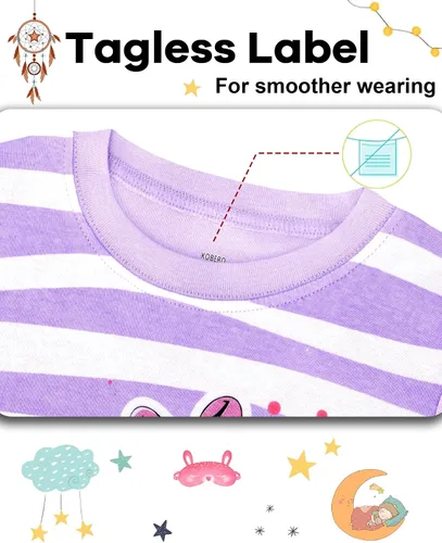Vista 2 de KOBERO Pijamas de Navidad para niños y niñas de 18 meses-12 años, ropa de dormir 100% algodón