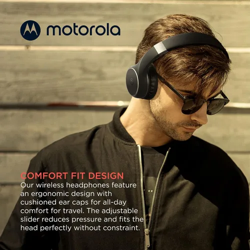 Vista 5 de Motorola Sound Moto XT220 Auriculares inalámbricos Bluetooth con micrófono, control en línea para llamadas, teléfonos plegables sobre la oreja Negro