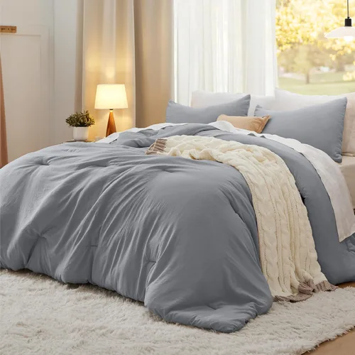 Vista 28 de Bedsure Juego edredón suave prelavado individual/individual XL, 365 días, cálido relleno alternativo GentleSoft™, 1 edredón ligero:68x88 pulgadas