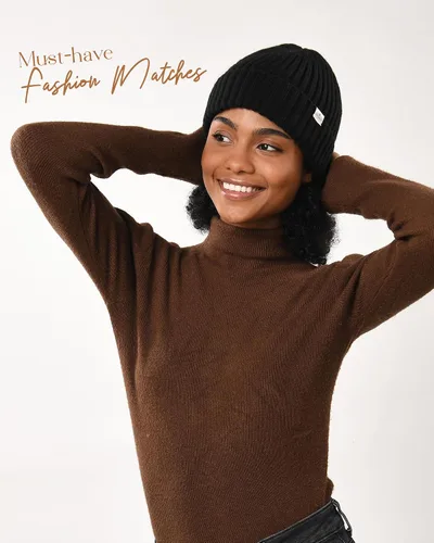 Vista 3 de YANIBEST Sombreros de invierno para mujer, gorro con forro de satén para clima frío, gorro para mujeres y hombres, sombreros de punto cálidos