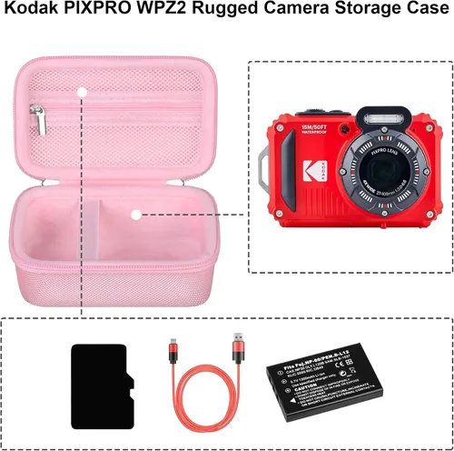 Vista 8 de RAIALL Kodak PIXPRO WPZ2 - Funda para cámara digital Kodak PIXPRO WPZ2, resistente al agua, a prueba de golpes, a prueba de polvo, bolsa de viaje