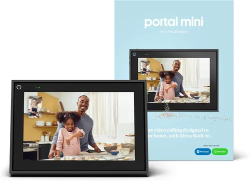 Vista 2 de Facebook Portal Mini - Pantalla táctil de 8 pulgadas de llamadas inteligentes con Alexa - Negro