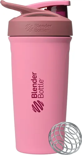 Vista 23 de BlenderBottle Strada Shaker Cup - Botella de agua aislada de acero inoxidable con batidor de alambre, 24 onzas, color negro