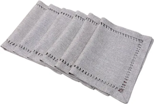 Vista 6 de Grelucgo Juego de 4 manteles individuales decorativos hechos a mano con punto vainica, color gris, rectangular, 12 x 18 pulgadas