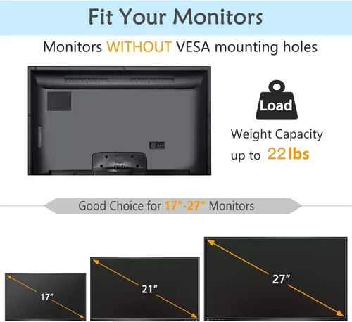 Vista 2 de HUANUO Kit adaptador universal de montaje VESA, adaptador no VESA para pantallas de monitor de 17 a 27 pulgadas a montaje VESA de 75x75