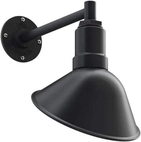 Vista 32 de Steel Lighting Co. Luz de Letrero de Tienda Venice para Pared de Acento de Restaurante al Aire Libre Cúpula de 9 pulgadas Brazo Recto de 6