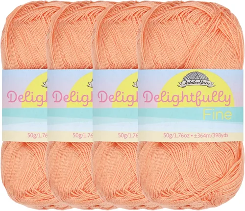 Vista 28 de JubileeYarn - Ovillo de hilo deliciosamente fino, 1.76 oz/madeja de rayón de bambú, color rosa polvo, 4 madejas