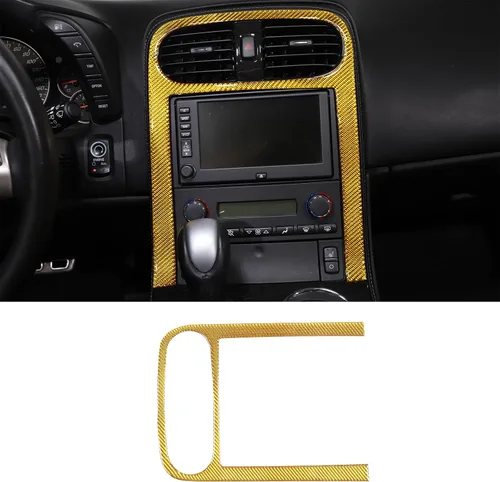 Vista 8 de PIUGILH Panel de control central de coche, fibra de carbono suave, marco de panel antiarañazos, cubierta decorativa para Corvette C6 2005-2013 Negro
