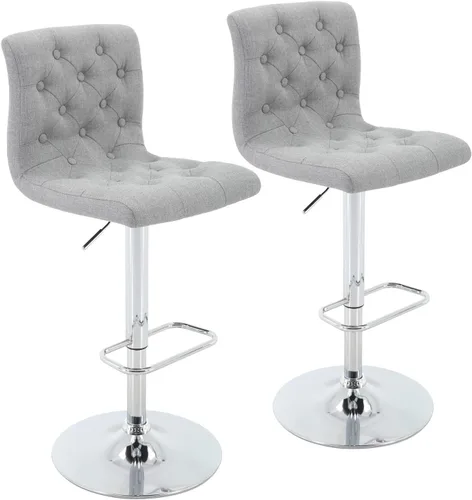 Vista 10 de Brage Living - Juego de 2 taburetes de bar de tela copetuda con respaldo, color negro carbón
