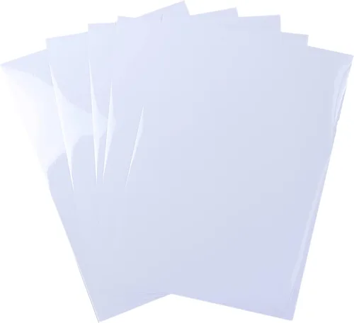 Vista 3 de Papel adhesivo de vinilo imprimible blanco brillante, 25 hojas de 8.5 x 11 pulgadas, hojas autoadhesivas impermeables para inyección de tinta e
