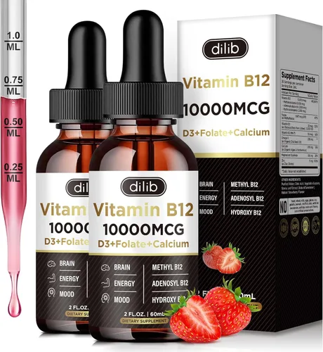 Vista 10 de Complejo de vitamina B12 de 10000 mcg Suplemento sublingual triple líquido B-12 gotas Mezcla de metilcobalamina y adenosilcobalamina e hidroxo