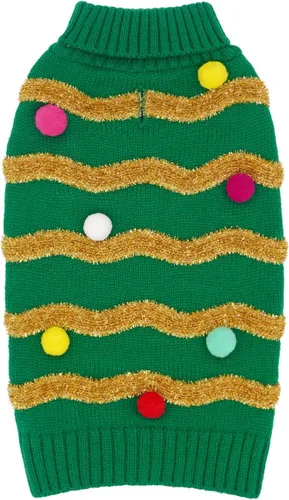 Vista 11 de cyeollo Vestido suéter para perro de San Valentín, suéteres cálidos de cuello alto para perros pequeños y niñas, ropa de punto elástico