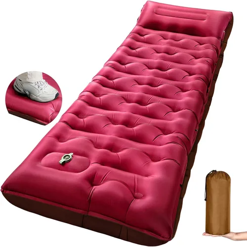 Vista 10 de KASBAH - Colchoneta de dormir inflable de 6 pulgadas de grosor con bomba de pie y almohada integradas, equipo de campamento ultraligero