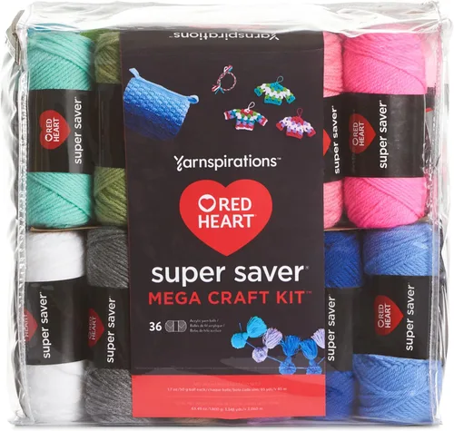 Vista 7 de Red Heart Super Saver Super Yarn - Kit de manualidades para proyectos de ganchillo y tejer y amigurumi