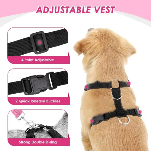 Vista 4 de Lukovee Cinturón de seguridad para perro para el coche, arnés de coche ajustable para perros grandes, medianos y pequeños, cinturón de seguridad
