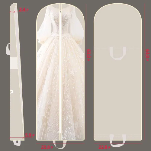 Vista 3 de Bolsa de ropa para vestido de novia de 63 pulgadas, extra grande, plegable, portátil, para viajes, equipaje colgante con bolsillos para mujeres, 5.9