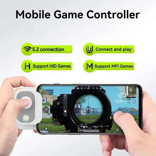 Vista 3 de Zopsc Mobile Game Controller Joystick, Mobile Phone Game Joystick for Android for IOS for Hongmeng OS 9.0+, 4 Modes 110mAh (White)