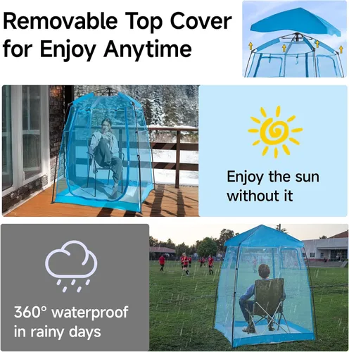 Vista 4 de All Weather Proof Pod Sports Tent,Outdoor Weather Tent Sports Pod Pop Up Shelter with Sealed Floor,Clear Tent for Sport Event,Camping,Fishing 8
