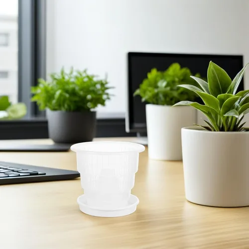 Vista 4 de Orchid Planter Set with Holes and Matching Tray PP
