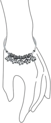 Vista 3 de Bali Style Good Luck Multi Elefante Brazalete Brazalete o Colgante Pulsera para Mujer Sólida Pesada Oxidada Plata Esterlina 925