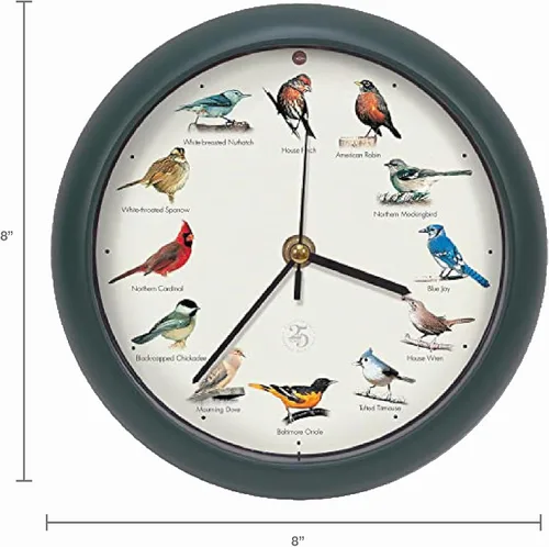Vista 2 de Mark Feldstein, The Original Singing Bird Clock, edición del 25 aniversario, 8 pulgadas, verde