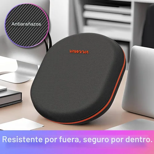 Vista 5 de Funda de carga para AirPods Max 1 y 2 - Cargador de auriculares de viaje con conectores magnéticos Lightning y USB-C, modo de suspensión automático