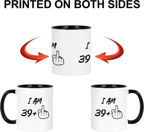 Vista 6 de YHRJWN - Regalos de cumpleaños número 40 para mujeres y hombres, taza de café I Am 39 Plus, regalos divertidos de cumpleaños para amigos, compañeras