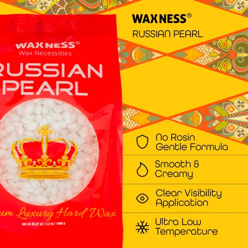 Vista 4 de Perlas de cera dura de mezcla de polímero Waxness, perlas rusas de lujo premium 1 kg / 2.2 lb