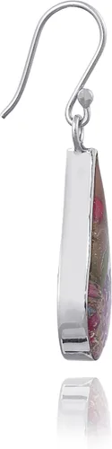 Vista 6 de Amazon Essentials Pendientes de plata de ley con forma de lágrima de flor prensada (anteriormente Amazon Collection)