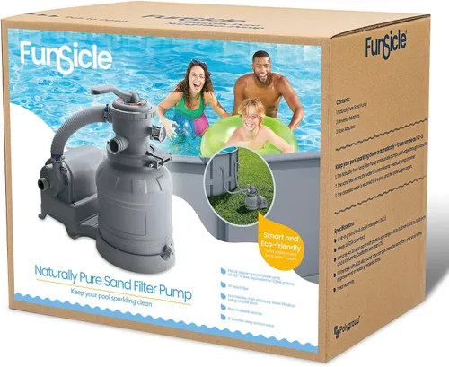 Vista 2 de Funsicle Bomba de filtro de arena de 10 pulgadas para piscinas sobre el suelo, caudal de 1100 GPH