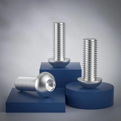 Vista 3 de Tornillo de 1/4-20 x 1, tornillos de cabeza de botón, acero inoxidable 304 (18-8), rosca completamente a máquina, unidad hexagonal Allen, paquete