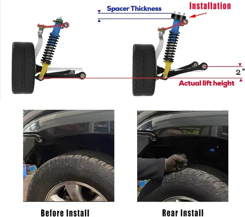 Vista 4 de Espaciadores de suspensión delantera de 2 pulgadas, para NlSSAN Navara D40 NP300 D23 2005-2023 / Frontier 2005-2023 / Xterra 2009-2014, amortiguador