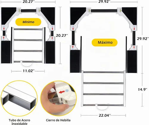 Vista 2 de Kit de apilamiento MaxWorks para lavadora y secadora, kit de apilamiento universal para lavadora y secadora con estantes extraíbles
