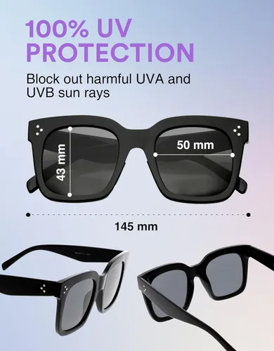 Vista 2 de zeroUV - Gafas de sol cuadradas retro de moda de gran tamaño para mujer estilo vintage 1.969 pulgadas