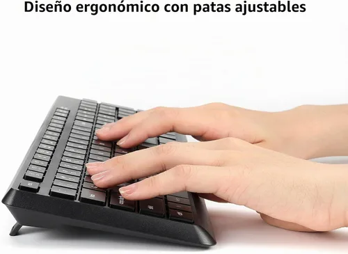 Vista 4 de Combo de teclado y ratón inalámbrico para Windows, combo de teclado y ratón inalámbrico externo de computadora de tamaño completo 2.4G para laptop