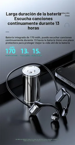 Vista 2 de Auriculares de conducción ósea – 2023 nuevos teléfonos impermeables de conducción ósea con micrófono, auriculares de oreja abierta 5.3, auriculares