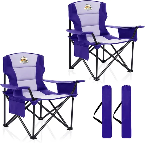 Vista 19 de Colegence Sillas de Camping Plegables de Tamaño Grande - Soporte de 450 LBS Silla de Campamento de Servicio Pesado con Cojín Acolchado, Sillas