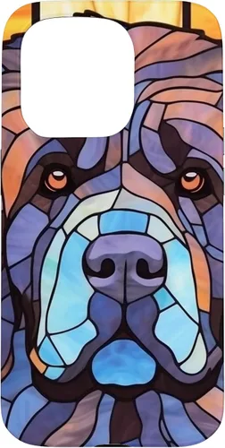 Vista 14 de Newfoundland Dog Stained Glass Case for iPhone 17