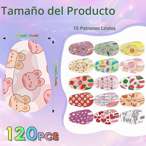 Vista 2 de 120 parches adhesivos para los ojos para niños, parches de ojos para niñas