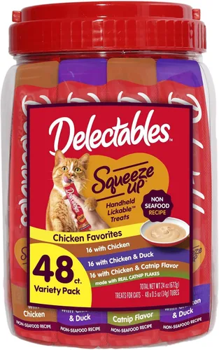 Vista 11 de Delectables Squeeze Up - Paquete variado de golosinas para gatos para lamer sin mariscos, 20 unidades (paquete de 1)