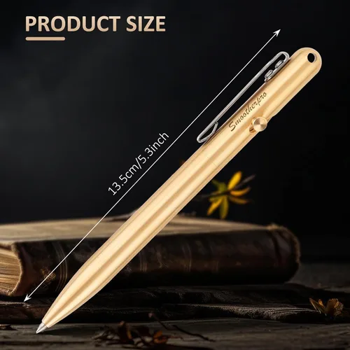 Vista 3 de SMOOTHERPRO - Bolígrafo de acción de perno de latón macizo compatible con recarga Parker, clip de acero inoxidable de bolsillo, para temblor