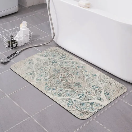 Vista 3 de Alfombra de baño para baño, patrón bohemio clásico, antideslizante, secado rápido, lavable a máquina, cómoda alfombra de baño para baño, bañera